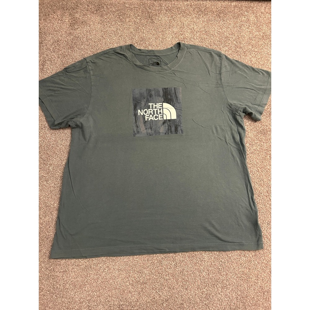 The North Face Graphic Box Logo T-Shirt Mens XXL Green Excellent Short Sleeve